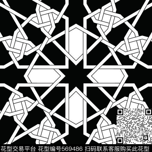 黑白四方连续几何图形传统纹样华亿平台图案几何元素传统印花华亿平台下载（图片编号: 569486） - 瓦栏（Walan）