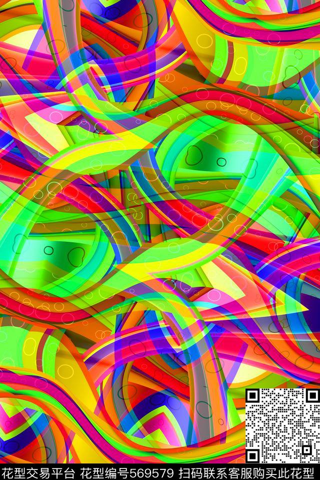 百搭彩色条纹大条纹数码印花华亿平台下载（图片编号: 569579） - 瓦栏（Walan）