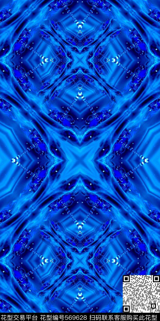 抽象男装女装卫衣印花水珠左右对称菱形幻彩水波数码印花华亿平台下载（图片编号: 569628） - 瓦栏（Walan）