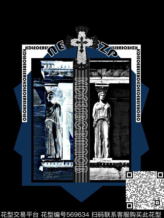 时尚潮流大牌人物石膏像数码印花华亿平台下载（图片编号: 569634） - 瓦栏（Walan）