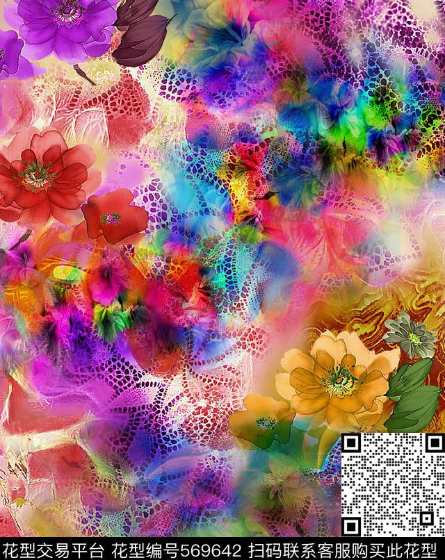 牡丹浪漫花卉花卉数码印花华亿平台下载（图片编号: 569642） - 瓦栏（Walan）
