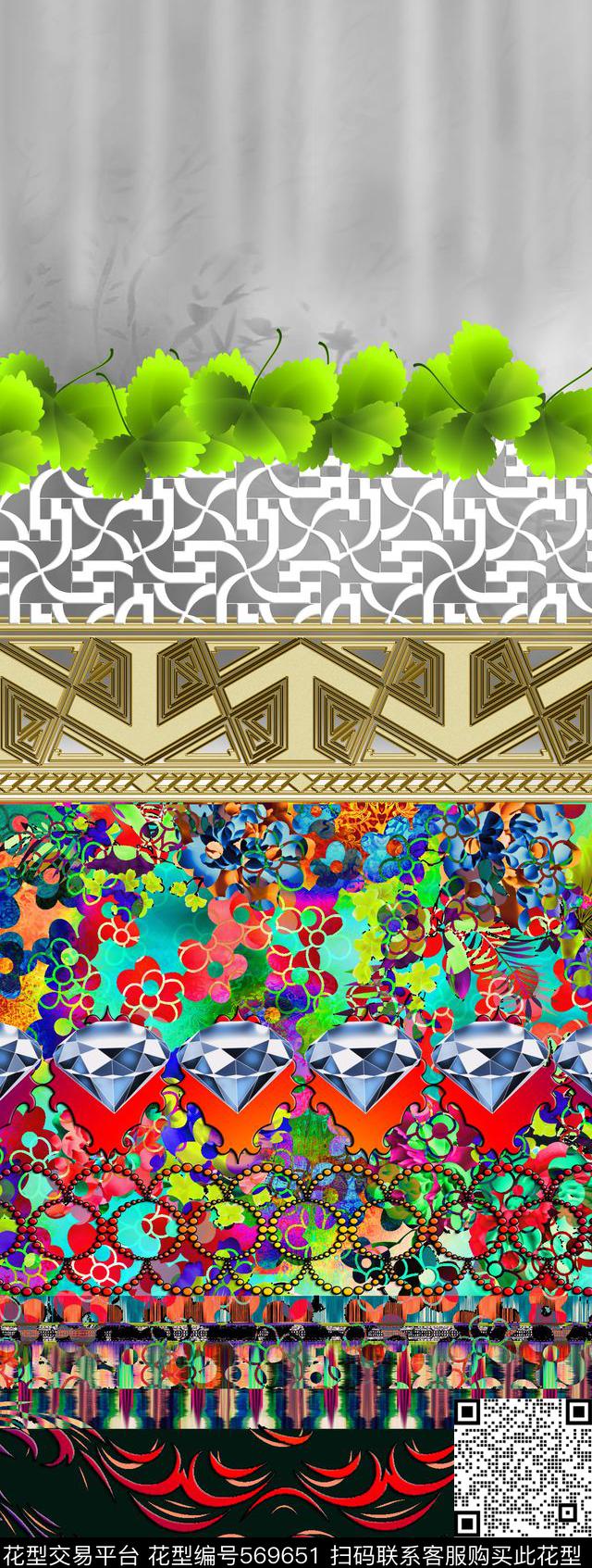 波西米亚非洲图腾数码印花华亿平台下载（图片编号: 569651） - 瓦栏（Walan）