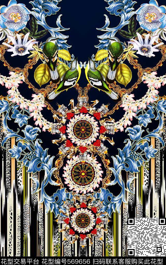 时尚花卉鸟数码印花华亿平台下载（图片编号: 569656） - 瓦栏（Walan）