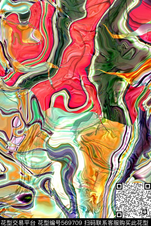 抽象流动色彩数码印花华亿平台下载（图片编号: 569709） - 瓦栏（Walan）