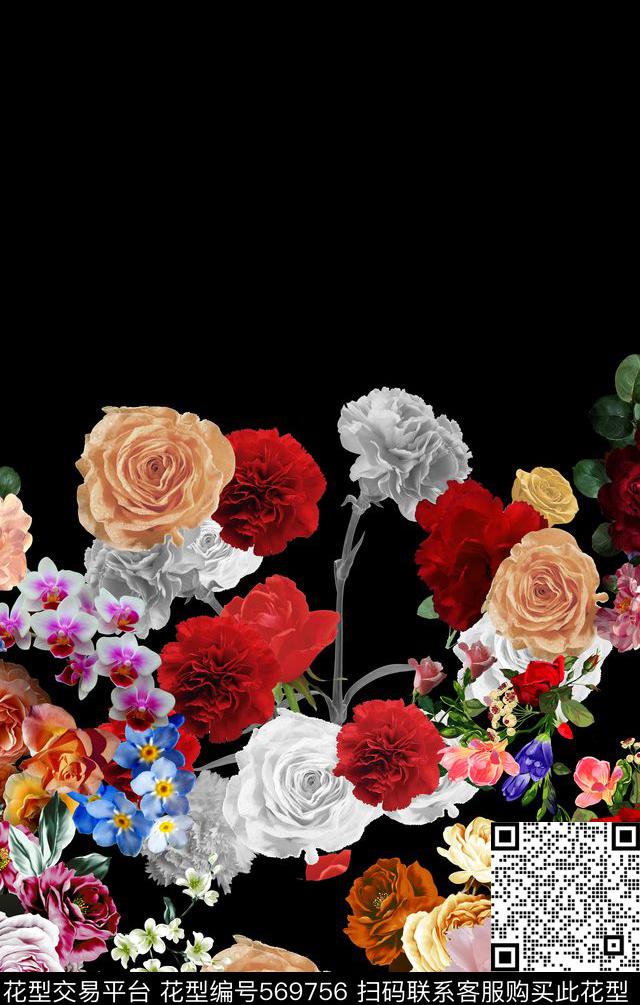 时尚底纹油画数码印花华亿平台下载（图片编号: 569756） - 瓦栏（Walan）