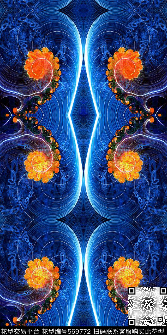 梦幻色彩女装连衣裙欧美风格数码印花华亿平台下载（图片编号: 569772） - 瓦栏（Walan）