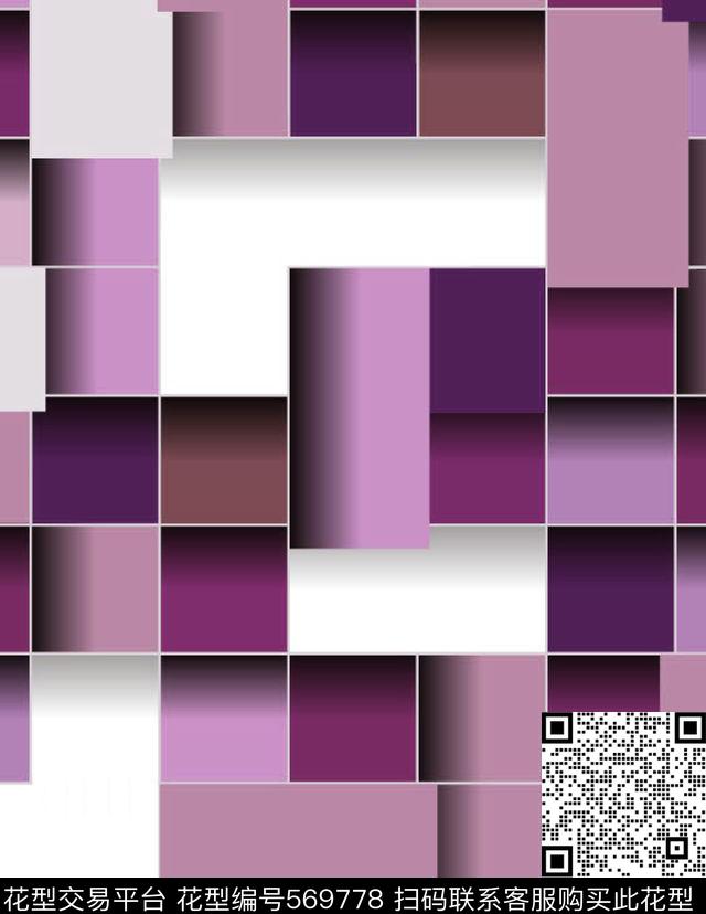几何渐变格子传统印花华亿平台下载（图片编号: 569778） - 瓦栏（Walan）