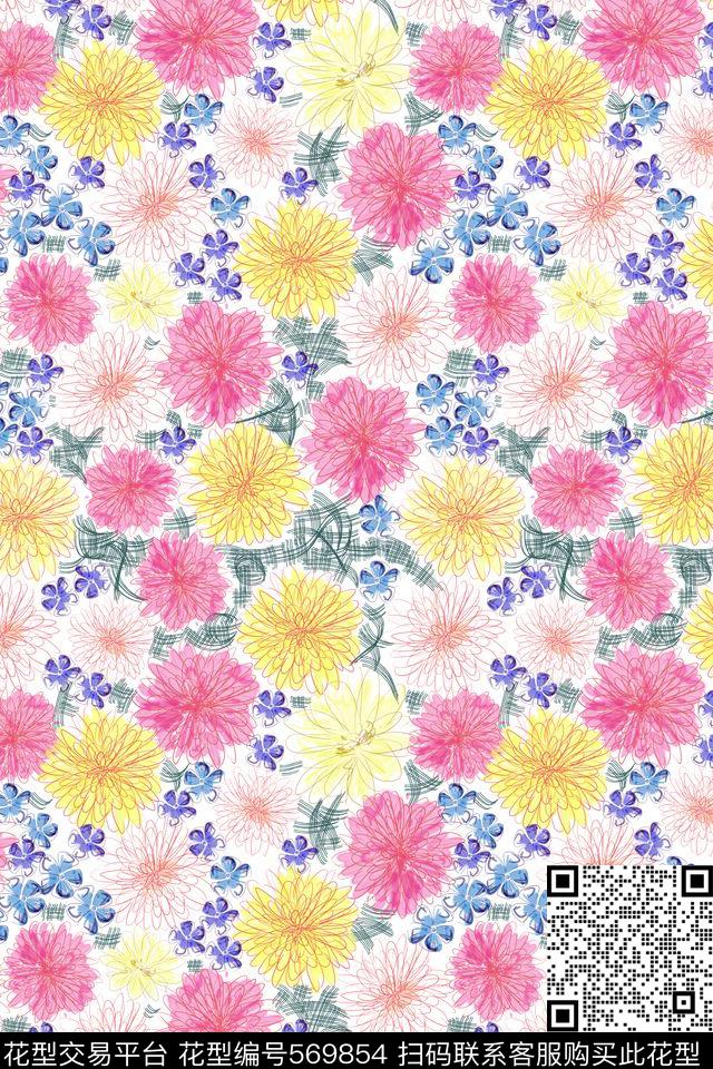 创意电脑花卉数码印花华亿平台下载（图片编号: 569854） - 瓦栏（Walan）