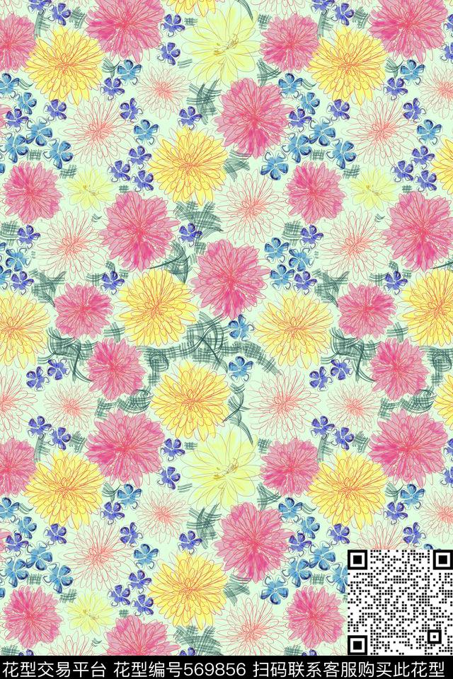 创意电脑花卉数码印花华亿平台下载（图片编号: 569856） - 瓦栏（Walan）