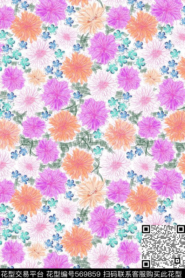 创意电脑花卉数码印花华亿平台下载（图片编号: 569859） - 瓦栏（Walan）