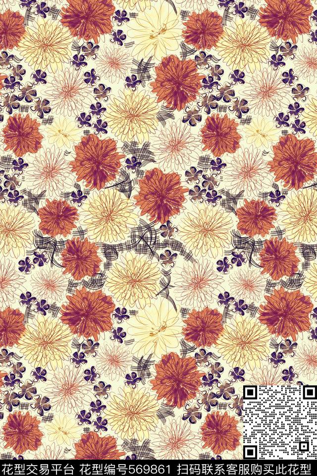 创意电脑花卉数码印花华亿平台下载（图片编号: 569861） - 瓦栏（Walan）