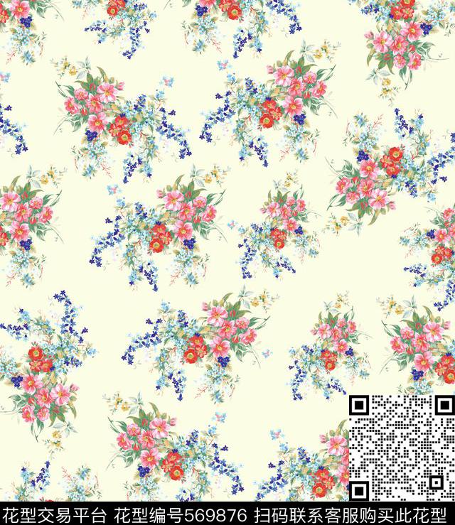 小碎花时尚花潮流数码印花华亿平台下载（图片编号: 569876） - 瓦栏（Walan）