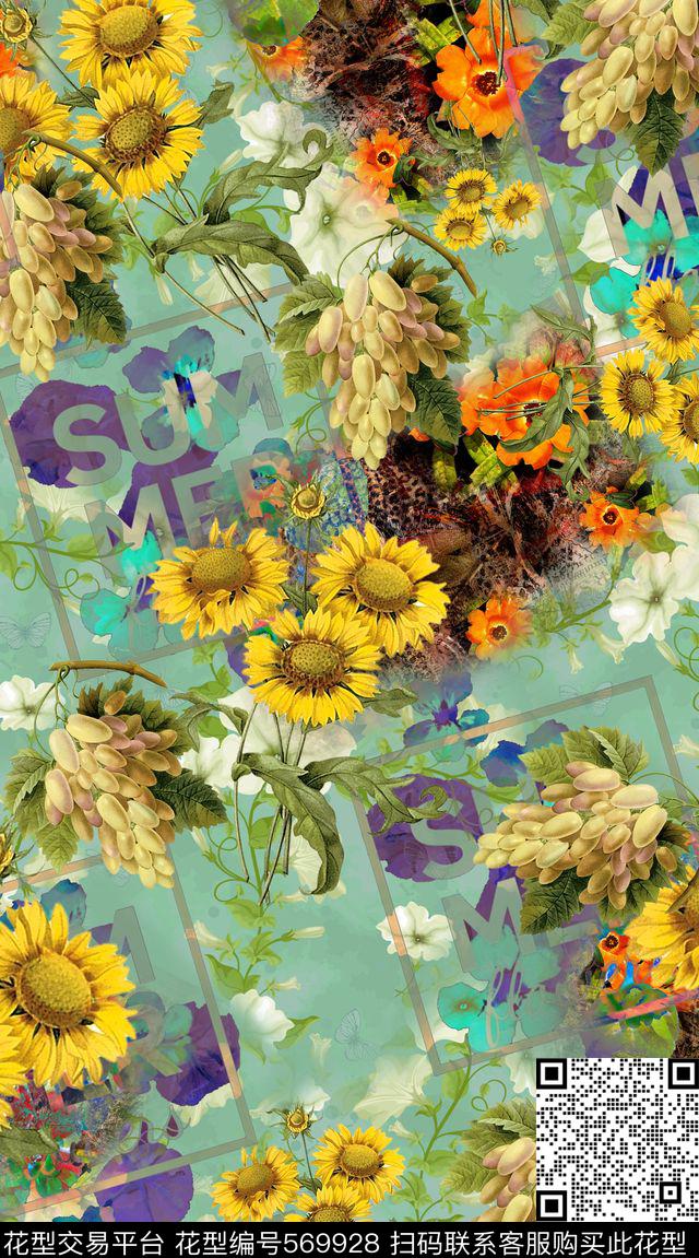 创意服装面料创意图案设计花卉数码印花华亿平台下载（图片编号: 569928） - 瓦栏（Walan）