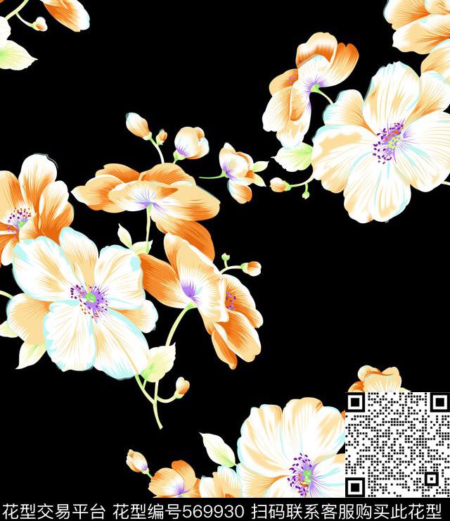 花抽象仿古数码印花华亿平台下载（图片编号: 569930） - 瓦栏（Walan）
