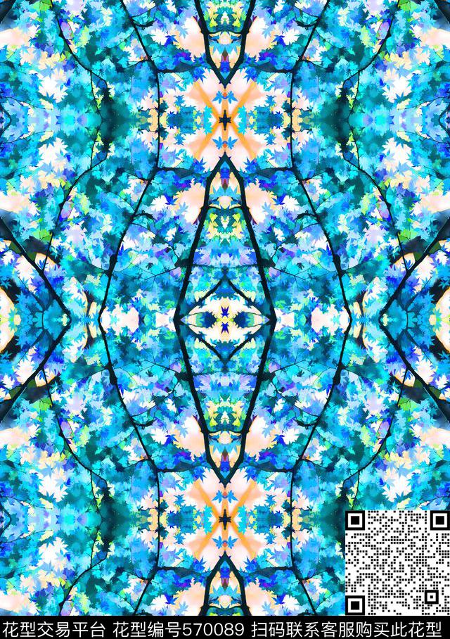 乱花花卉抽象数码印花华亿平台下载（图片编号: 570089） - 瓦栏（Walan）