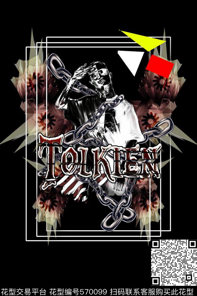 抽象黑白人物定位数码印花华亿平台下载（图片编号: 570099） - 瓦栏（Walan）