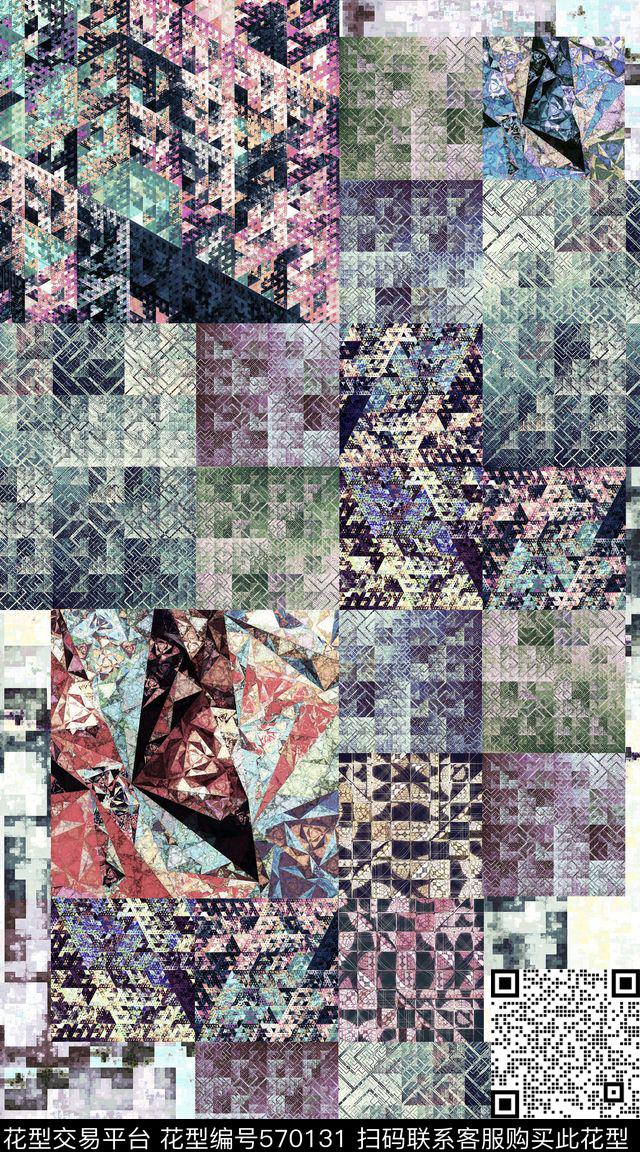 潮流大牌几何数码印花华亿平台下载（图片编号: 570131） - 瓦栏（Walan）