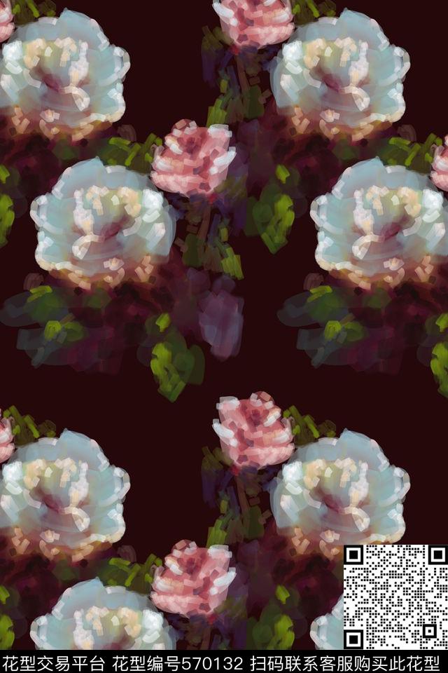 时尚花朵花卉传统印花华亿平台下载（图片编号: 570132） - 瓦栏（Walan）