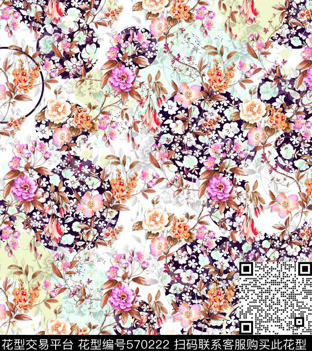 休闲花卉原创几何清新花卉服装家纺华亿平台设计数码印花华亿平台下载（图片编号: 570222） - 瓦栏（Walan）