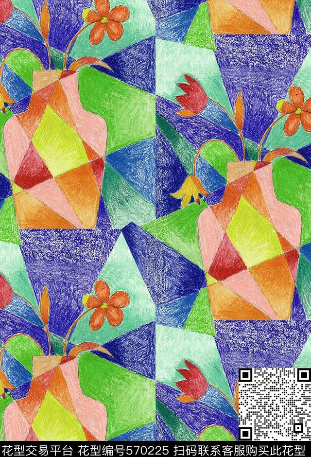 笔触笔刷插画传统印花华亿平台下载（图片编号: 570225） - 瓦栏（Walan）