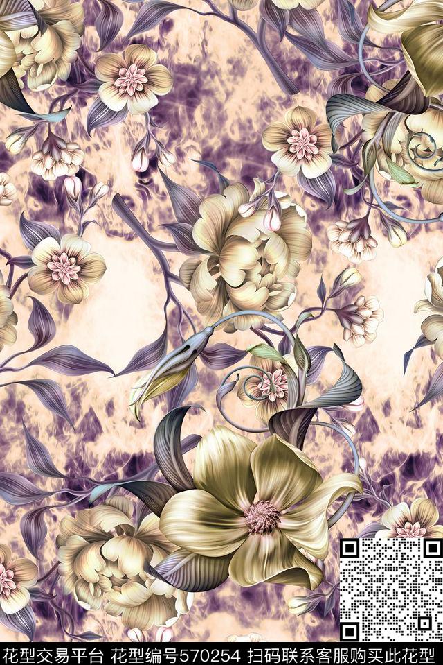 夹克家纺渐变玫瑰花数码印花华亿平台下载（图片编号: 570254） - 瓦栏（Walan）