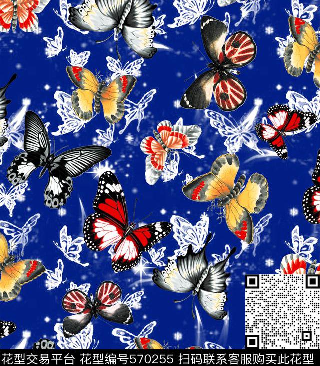 抽象蝴蝶梦幻数码印花华亿平台下载（图片编号: 570255） - 瓦栏（Walan）