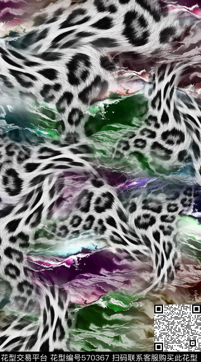 时尚抽象豹纹数码印花华亿平台下载（图片编号: 570367） - 瓦栏（Walan）