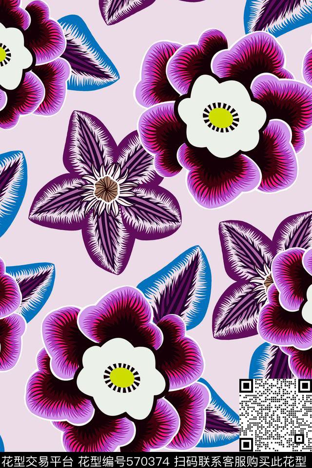 高端华亿平台花卉时尚大牌数码印花华亿平台下载（图片编号: 570374） - 瓦栏（Walan）