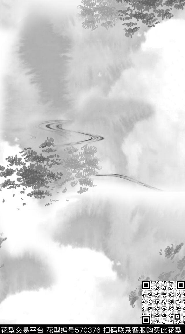 休闲时尚抽象水墨中国风抽象抽象水墨画服装面料华亿平台数码印花华亿平台下载（图片编号: 570376） - 瓦栏（Walan）