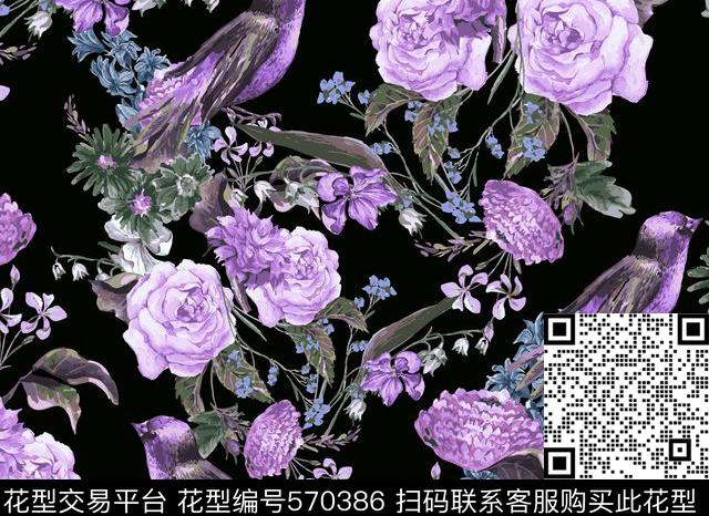 树枝小鸟麻雀数码印花华亿平台下载（图片编号: 570386） - 瓦栏（Walan）