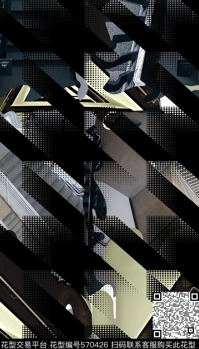 女装四方连续城市建筑数码印花华亿平台下载（图片编号: 570426） - 瓦栏（Walan）