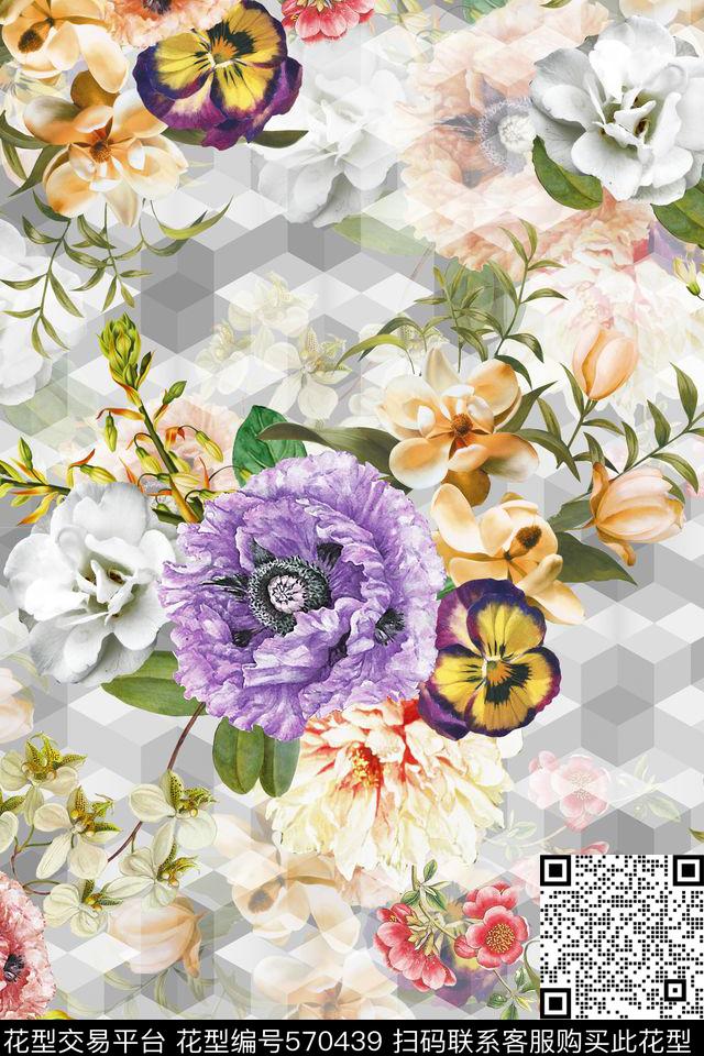 3D立体几何线条潮流时尚大牌服装数码印花华亿平台下载（图片编号: 570439） - 瓦栏（Walan）