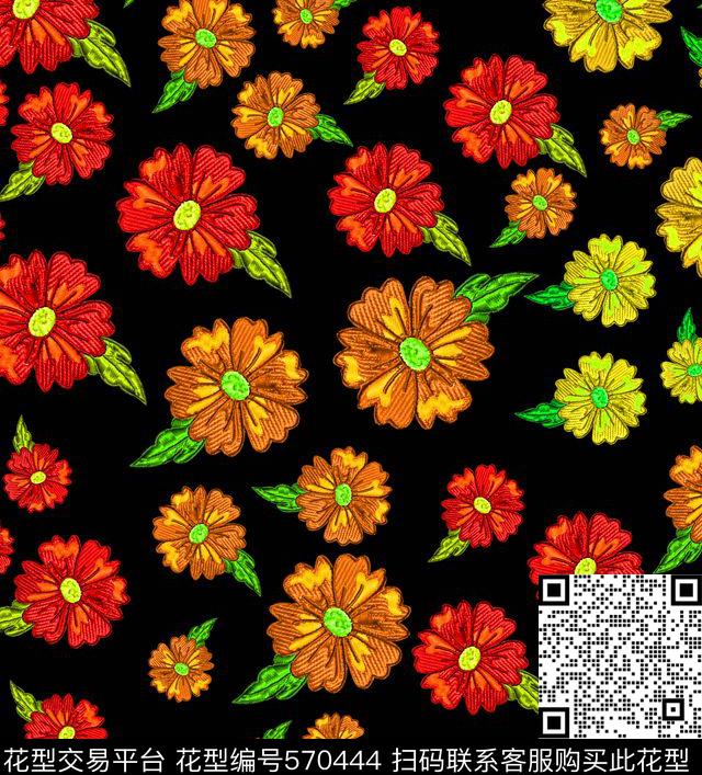 名族风花卉刺绣数码印花华亿平台下载（图片编号: 570444） - 瓦栏（Walan）