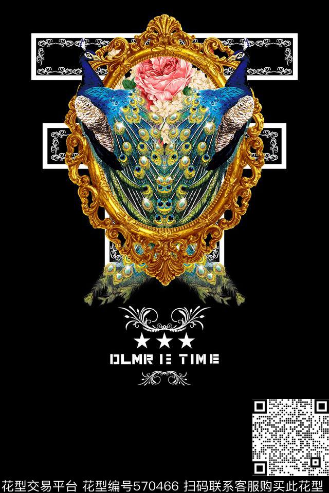 t恤时尚孔雀数码印花华亿平台下载（图片编号: 570466） - 瓦栏（Walan）