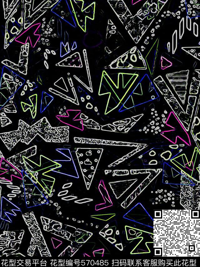 抽象几何几何印花抽象数码印花华亿平台下载（图片编号: 570485） - 瓦栏（Walan）