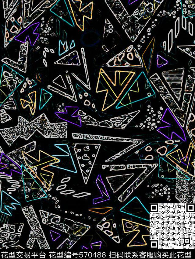 抽象几何数码印花华亿平台下载（图片编号: 570486） - 瓦栏（Walan）