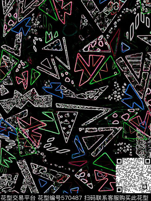 抽象几何数码印花华亿平台下载（图片编号: 570487） - 瓦栏（Walan）