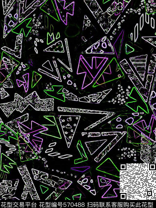 抽象几何数码印花华亿平台下载（图片编号: 570488） - 瓦栏（Walan）