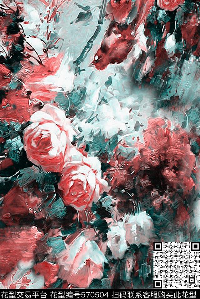 复古油画花卉数码印花华亿平台下载（图片编号: 570504） - 瓦栏（Walan）