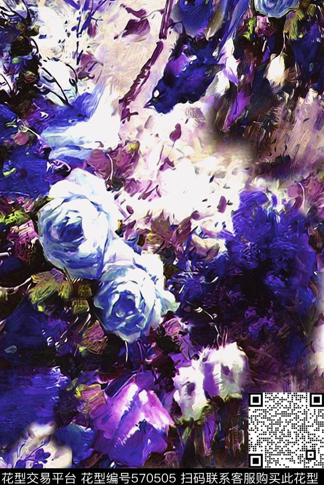 复古油画花卉数码印花华亿平台下载（图片编号: 570505） - 瓦栏（Walan）