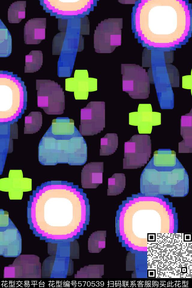 抽象花卉几何数码印花华亿平台下载（图片编号: 570539） - 瓦栏（Walan）