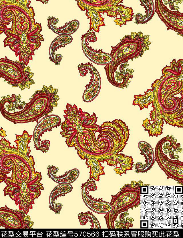 分色火腿花佩斯利手绘传统印花华亿平台下载（图片编号: 570566） - 瓦栏（Walan）