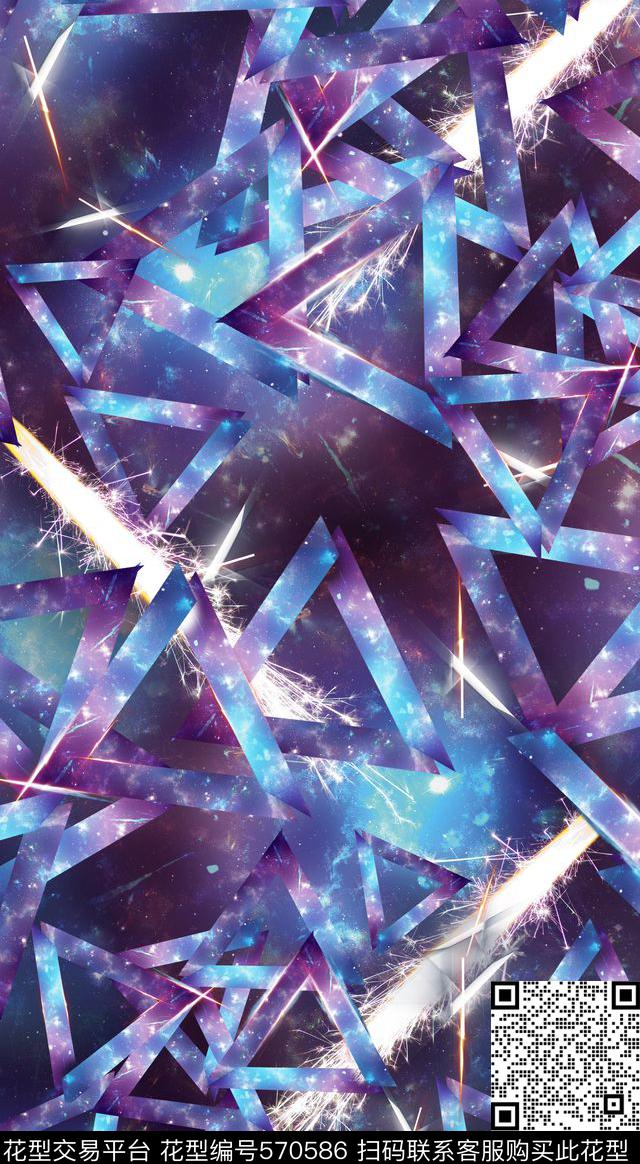 星空抽象几何三角形数码印花华亿平台下载（图片编号: 570586） - 瓦栏（Walan）