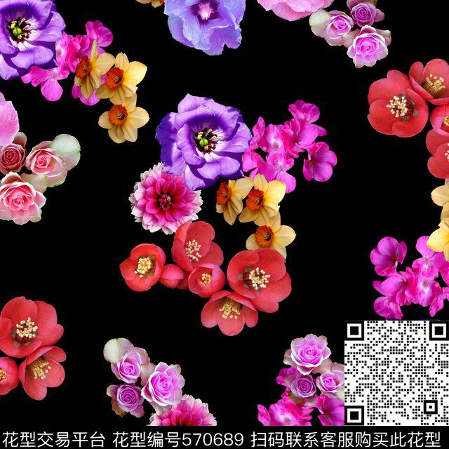 时尚真花花卉数码印花华亿平台下载（图片编号: 570689） - 瓦栏（Walan）