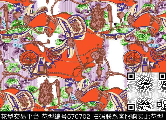 爱马仕花卉时尚传统印花华亿平台下载（图片编号: 570702） - 瓦栏（Walan）