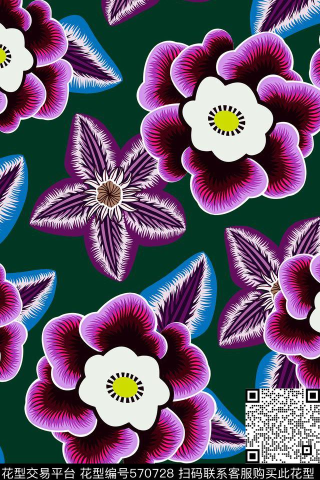 高端华亿平台花卉时尚大牌数码印花华亿平台下载（图片编号: 570728） - 瓦栏（Walan）