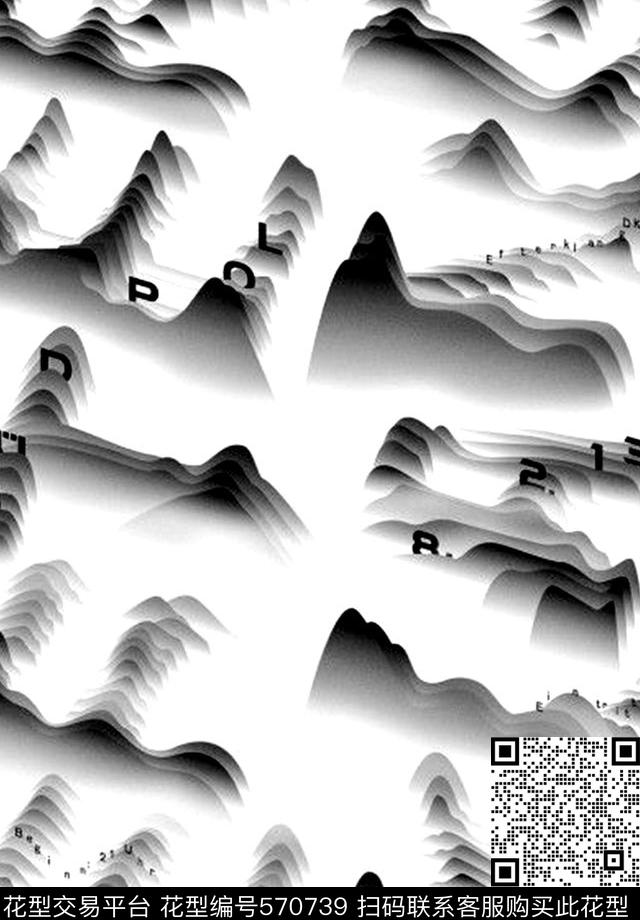 时尚潮流山水纹理男装衬衫图案数码印花华亿平台下载（图片编号: 570739） - 瓦栏（Walan）