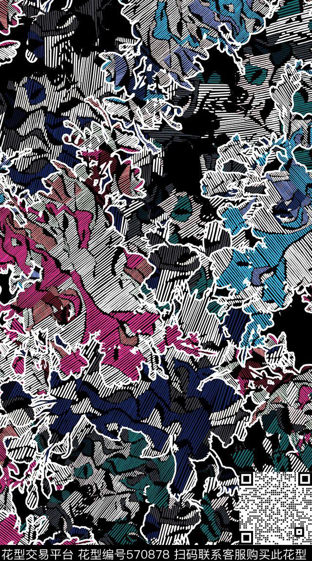 抽象创意服装传统印花华亿平台下载（图片编号: 570878） - 瓦栏（Walan）