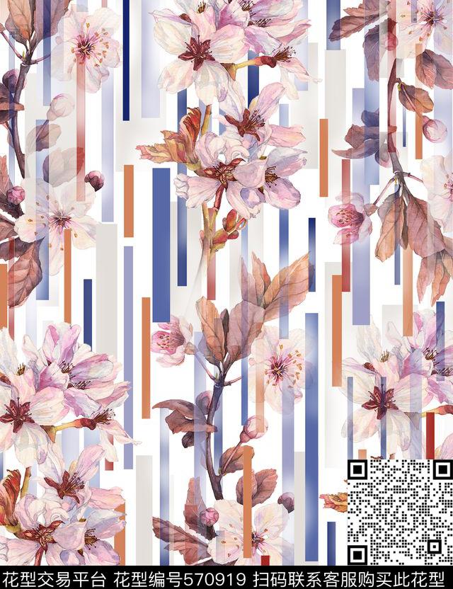 衬衫花卉几何数码印花华亿平台下载（图片编号: 570919） - 瓦栏（Walan）