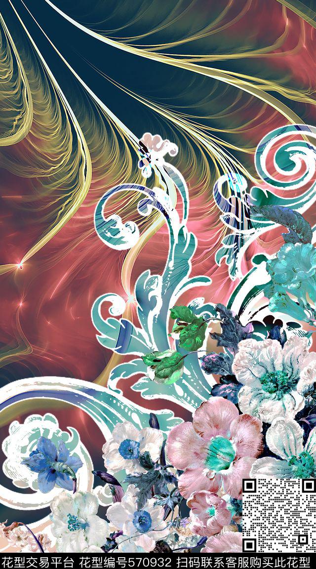 抽象创意定位数码印花华亿平台下载（图片编号: 570932） - 瓦栏（Walan）